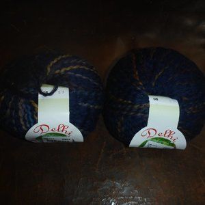 3 Balls Delhi Queensland Collection Wool Blend Yarn Color 08 Navy Tan Combo